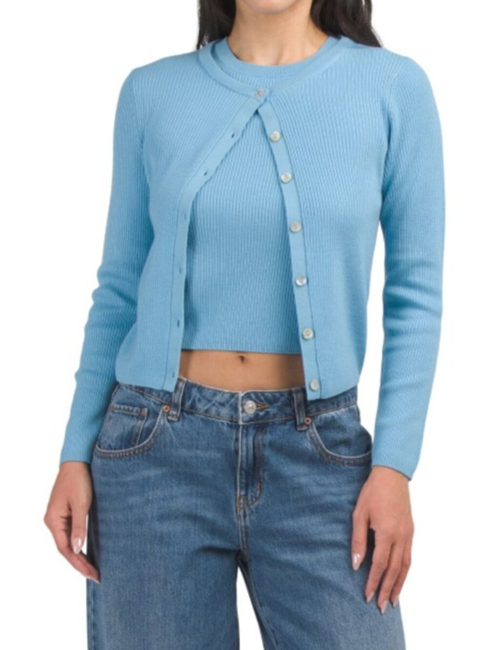 RACHEL ZOE Merino Wool Ribbed Cardigan With Buttons